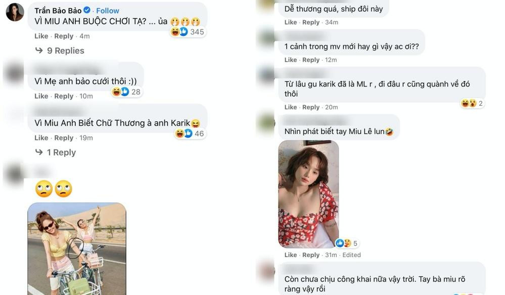 Miu Lê được từ sao Việt đến netizen gọi tên dưới bài viết của nam rapper. Miu Lê được từ sao Việt đến netizen gọi tên dưới bài viết của nam rapper.