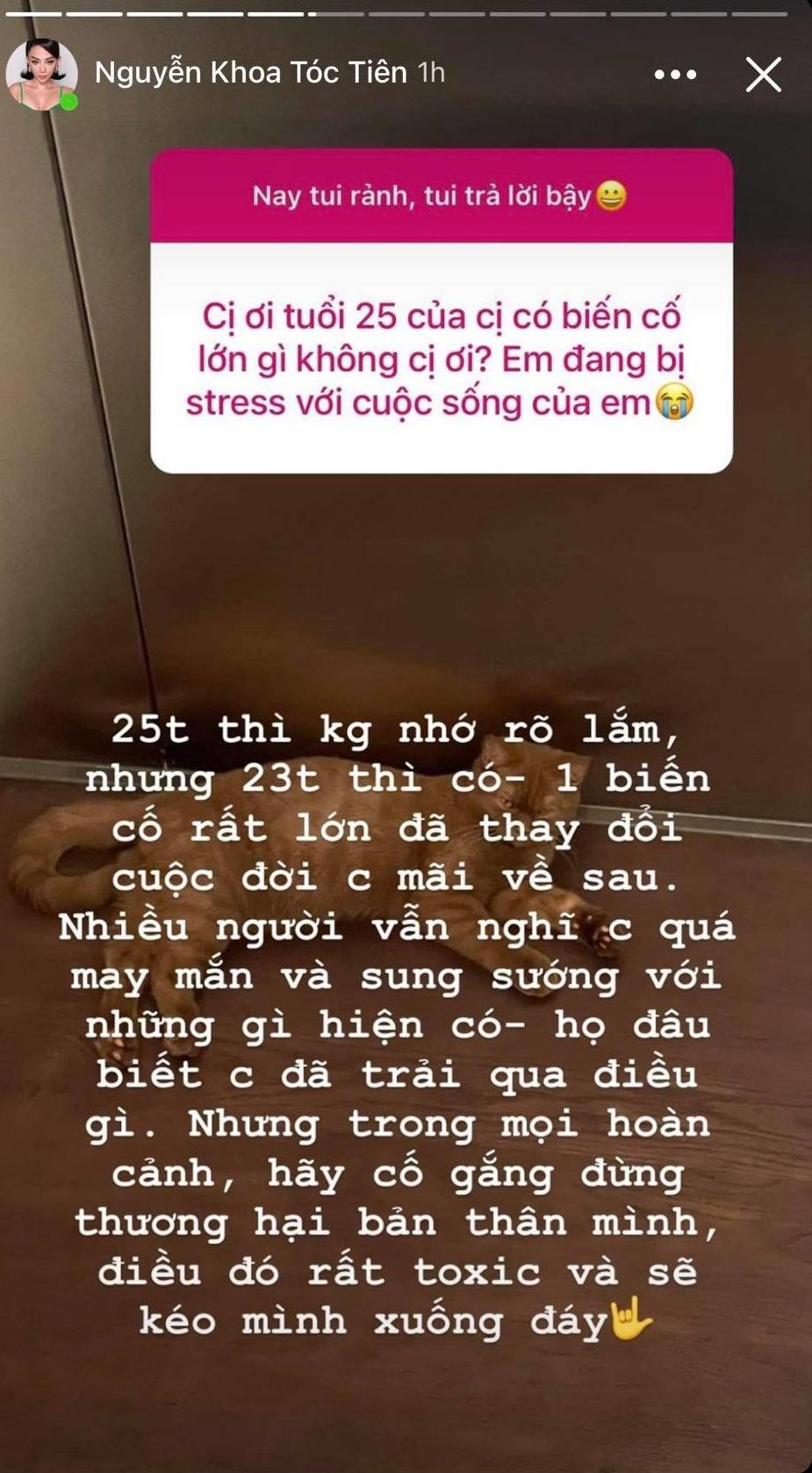 Tóc Tiên nhắc đến biến cố năm 23 tuổi của mình. Tóc Tiên nhắc đến biến cố năm 23 tuổi của mình.
