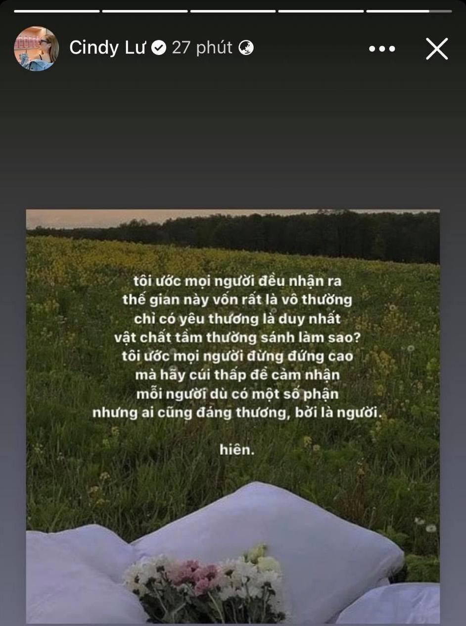 Chia sẻ của Cindy Lư sau một ngày "gây bão" cộng đồng mạng. Chia sẻ của Cindy Lư sau một ngày "gây bão" cộng đồng mạng.