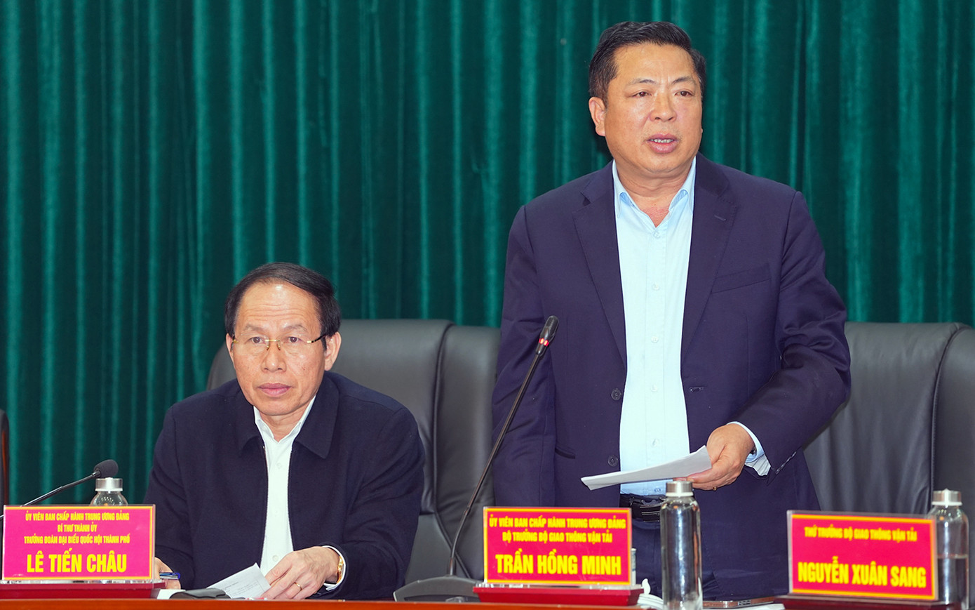 Bộ trưởng Trần Hồng Minh phát biểu tại buổi làm việc với TP. Hải Phòng.