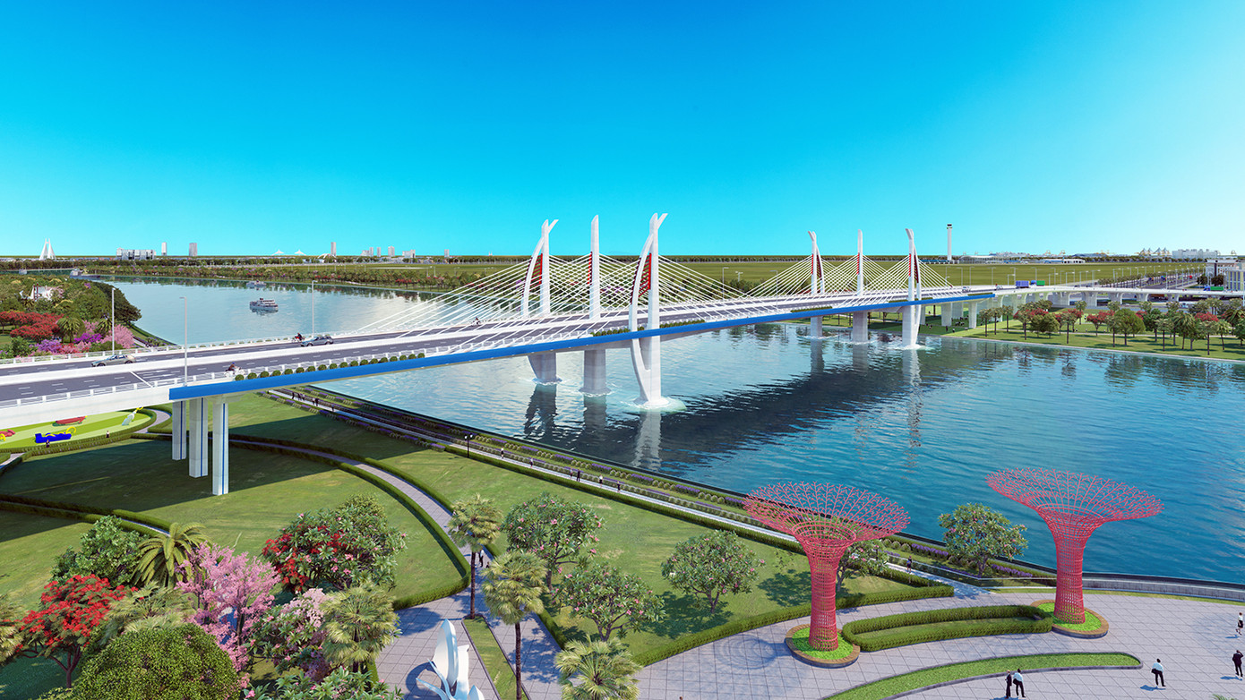 Mô phỏng cầu Hải Thành, một trong những hạng mục chính dự án. Mô phỏng cầu Hải Thành, một trong những hạng mục chính dự án.
