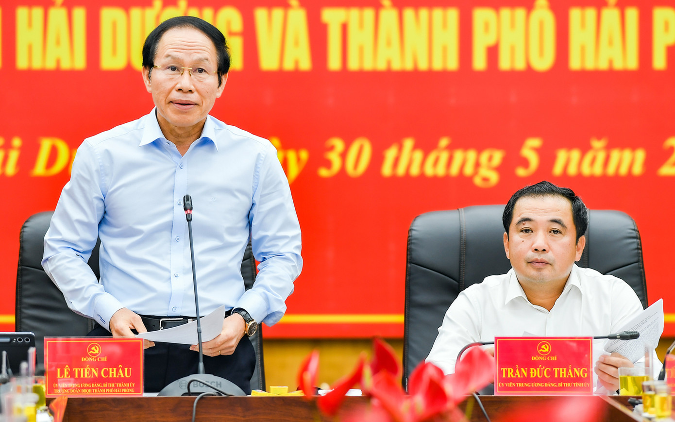 Ông Lê Tiến Châu - Bí thư Thành ủy Hải Phòng phát biểu tại hội nghị. Ảnh: T.C