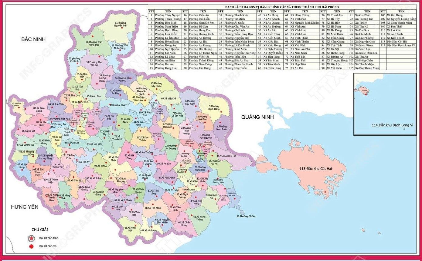 Bản đồ TP Hải Phòng sau hợp nhất.