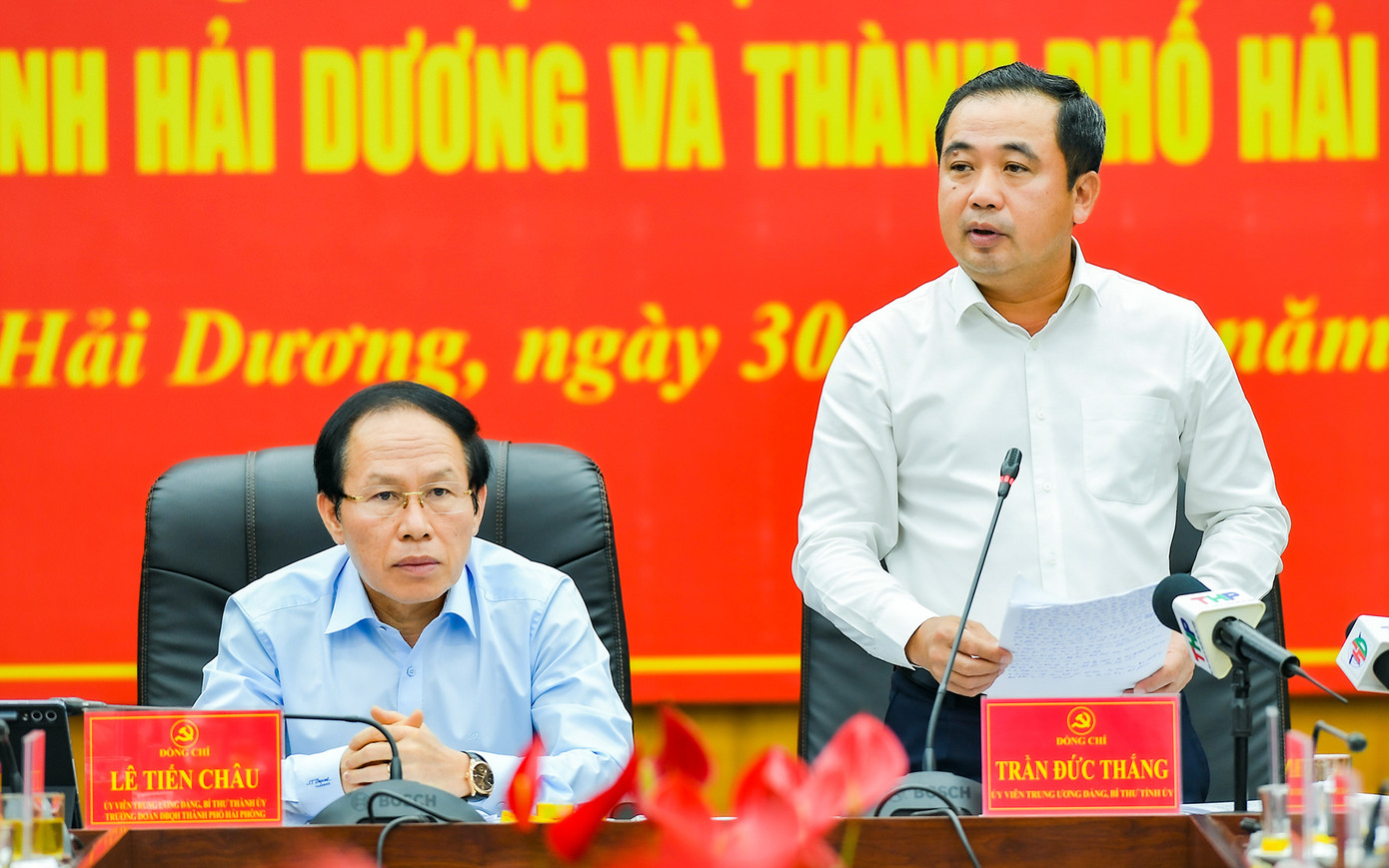 Ông Trần Đức Thắng - Bí thư Tỉnh ủy Hải Dương phát biểu tại hội nghị. Ảnh: T.C