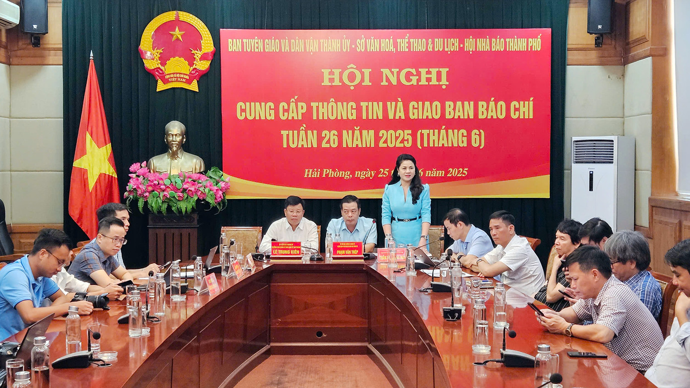 Toàn cảnh hội nghị thông tin, giao ban báo chí TP Hải Phòng ngày 25/6.