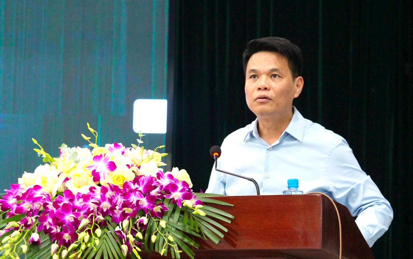 Ông Lê Ngọc Châu - Chủ tịch UBND tỉnh Hải Dương phát biểu, chỉ đạo sau buổi vận hành thử nghiệm tại phường Lê Đại Hành. Ảnh: Phong Tuyết.