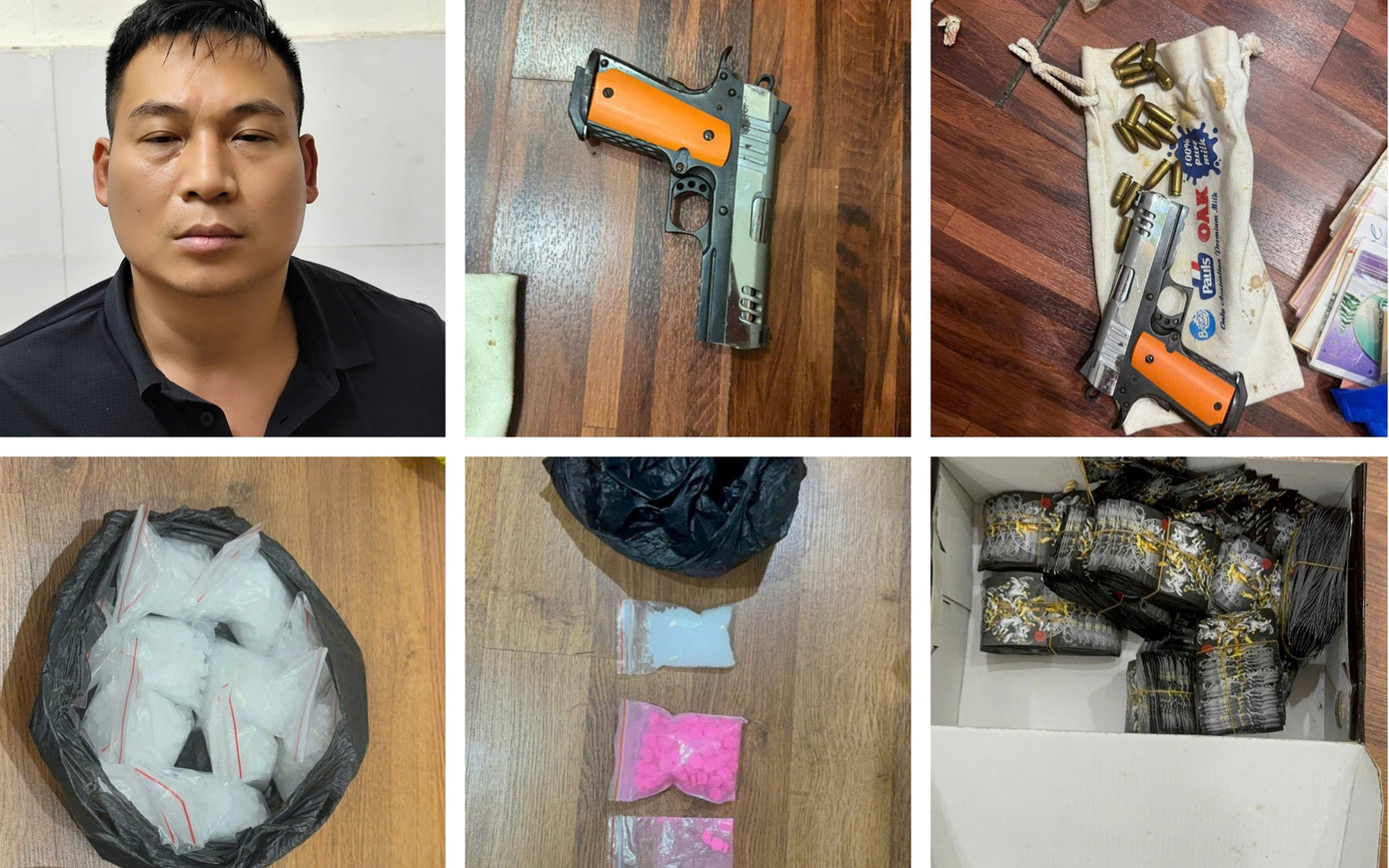 Đối tượng Phạm Hùng Dũng và tang vật liên quan.