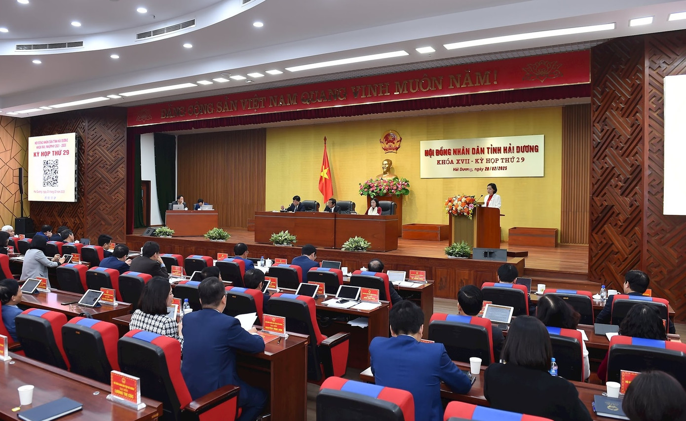 Kỳ họp thứ 29 HĐND tỉnh Hải Dương khóa XVII diễn ra ngày 20/2. Ảnh: Thành Chung/BHD