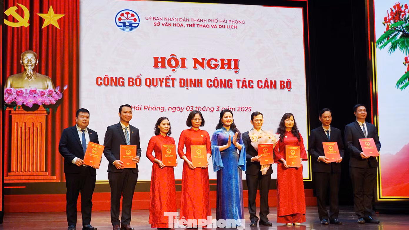 Giám đốc Sở Văn hóa Thể thao và Du lịch Hải Phòng trao quyết định bổ nhiệm lãnh đạo Văn phòng Sở.