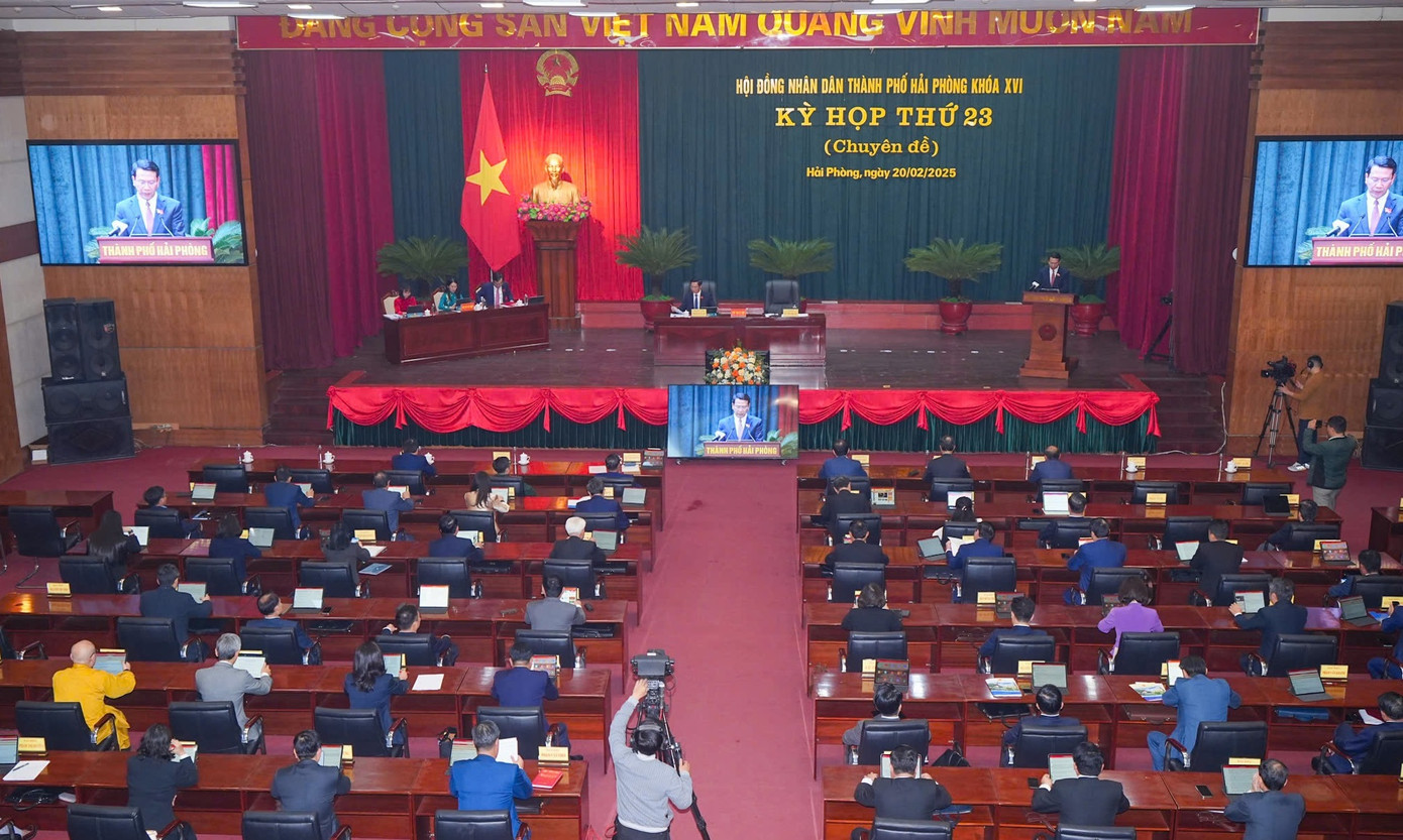 Toàn cảnh kỳ họp thứ 23 HĐND TP. Hải Phòng khóa XVI.