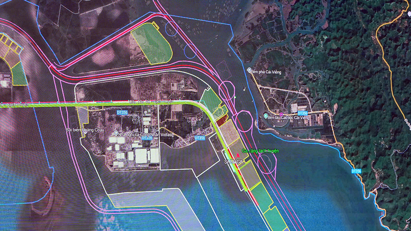 Mô phỏng quy hoạch cầu Tân Vũ - Lạch Huyện 2 và khu vực cảng Lạch Huyện.
