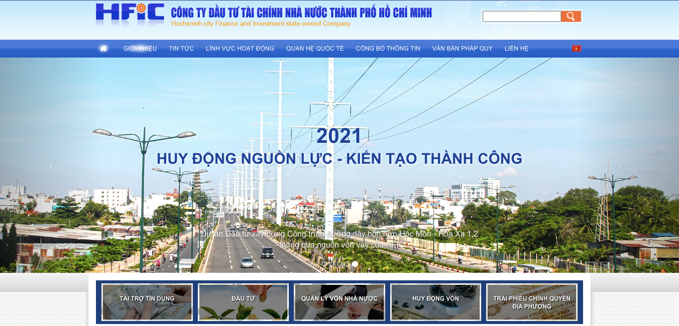 Trang web của công ty Đầu tư Tài chính Nhà nước TPHCM.