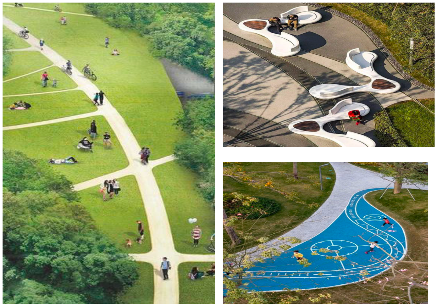 Khu công viên trung tâm: bố trí thảm cỏ xanh, đường đi dạo/ chạy bộ ven sông đan xen cùng với các khu vực sân đa năng, ghế ngồi thư giãn, là nơi mọi người có thể tận hưởng không gian xanh và tương tác với nhau. Khu công viên trung tâm: bố trí thảm cỏ xanh, đường đi dạo/ chạy bộ ven sông đan xen cùng với các khu vực sân đa năng, ghế ngồi thư giãn, là nơi mọi người có thể tận hưởng không gian xanh và tương tác với nhau.