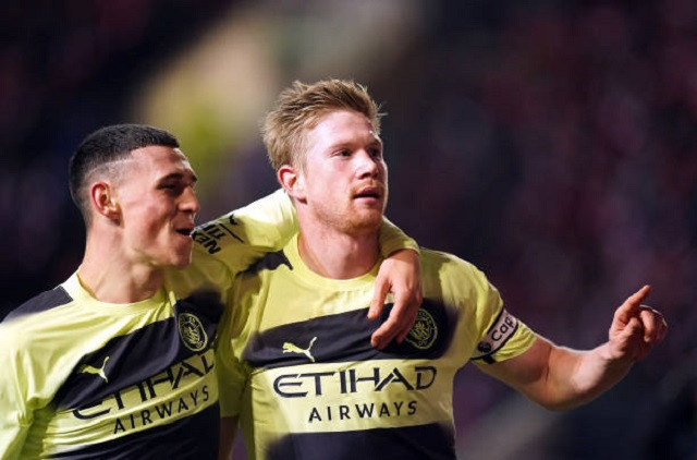 Foden và De Bruyne ăn mừng bàn thắng. Ảnh: Getty Images Foden và De Bruyne ăn mừng bàn thắng. Ảnh: Getty Images