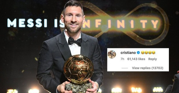 Ronaldo cười ra nước mắt khi Messi giành Quả bóng vàng thứ 8