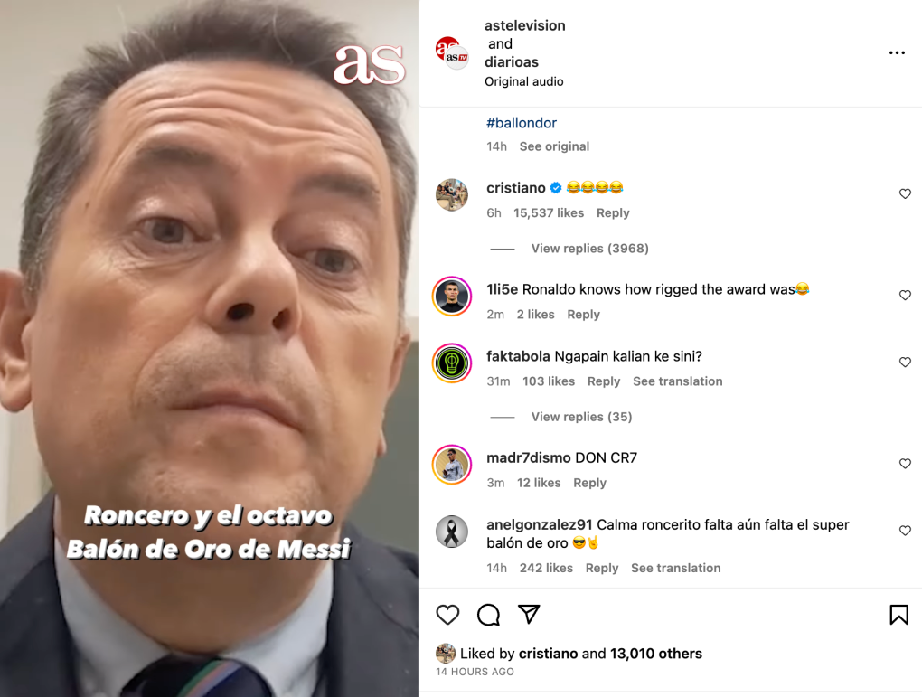 Ronaldo đồng tình với phân tích của ông Tomas Roncero