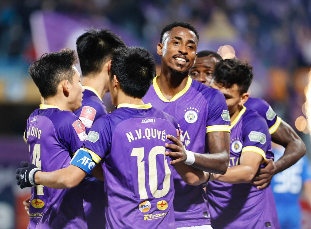 Hà Nội FC ăn mừng bàn thắng. Ảnh: Như Ý Hà Nội FC ăn mừng bàn thắng. Ảnh: Như Ý