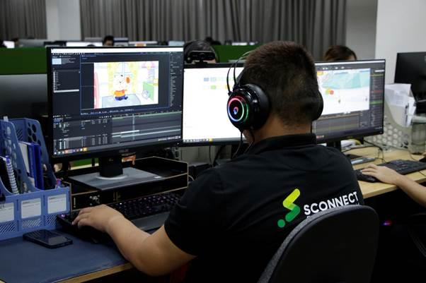 Hậu trường sản xuất phim Wolfoo tại studio của Sconnect ở Hà Nội.