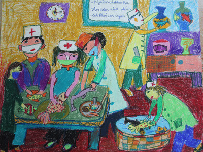 Một bức tranh được giải A, do nhi đồng vẽ, dự triển lãm ASEAN - SEAFDEC