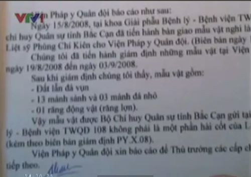 Kết quả giám định của Viện Pháp y Quân đội