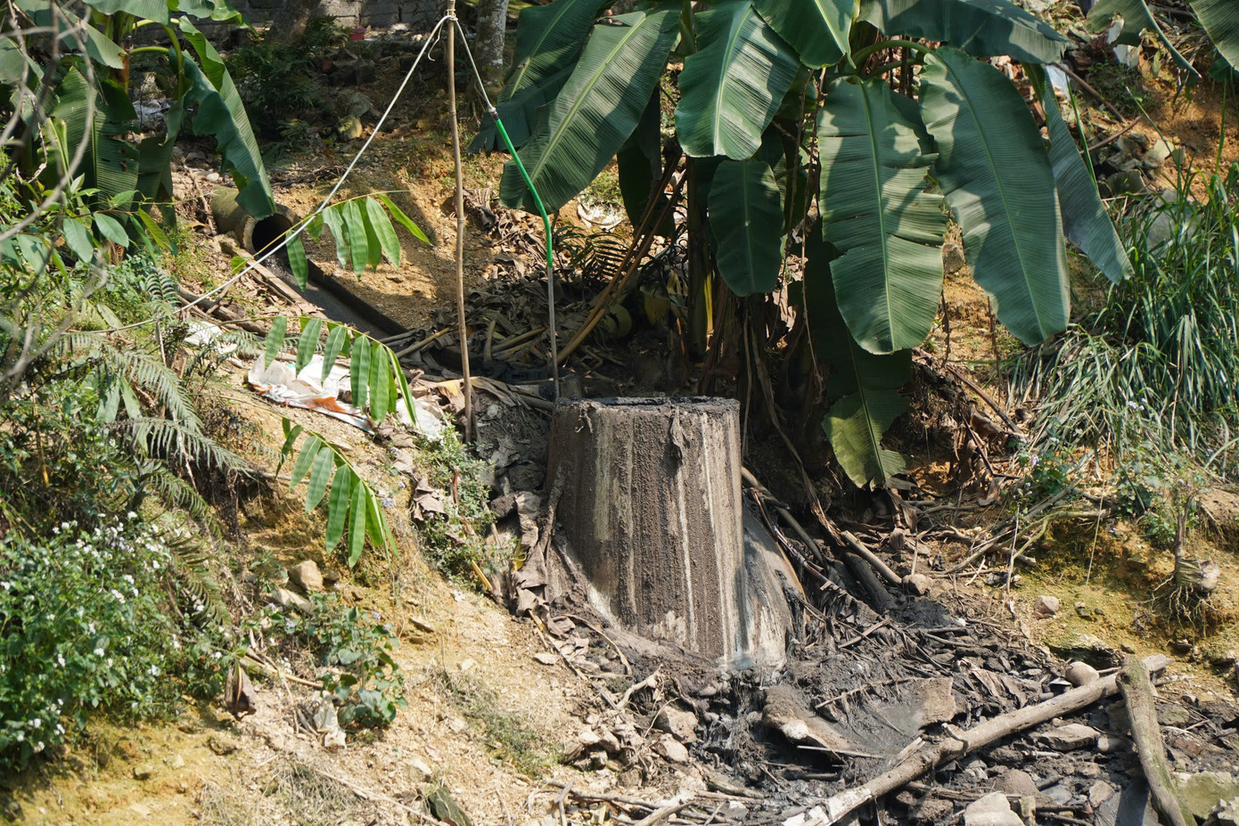 Cống xả thải trực tiếp ra hồ.