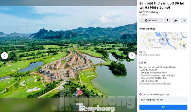 Thông tin rao bán biệt thự sân golf dự án "Wyndham Sky Lake Resort &amp; Villas ở huyện Chương Mỹ (Hà Nội) xuất hiện tràn lan trên mạng xã hội và website môi giới nhà đất, BĐS.