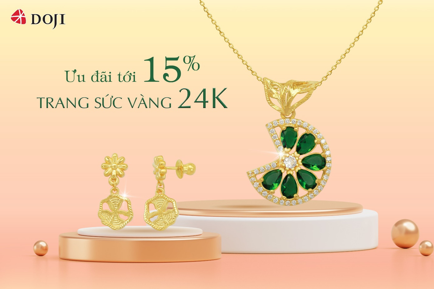 Chào đón hè sang, DOJI ưu đãi tới 15% Trang sức Vàng 24K