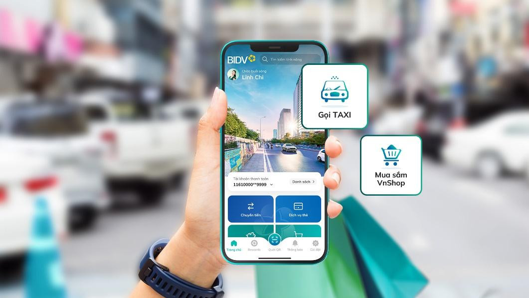 Trải nghiệm Gọi Taxi và mua sắm VnShop trực tuyến ngay trên BIDV SmartBanking