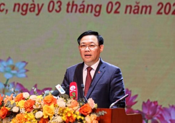 Chủ tịch Quốc hội Vương Đình Huệ phát biểu tại lễ kỷ niệm.