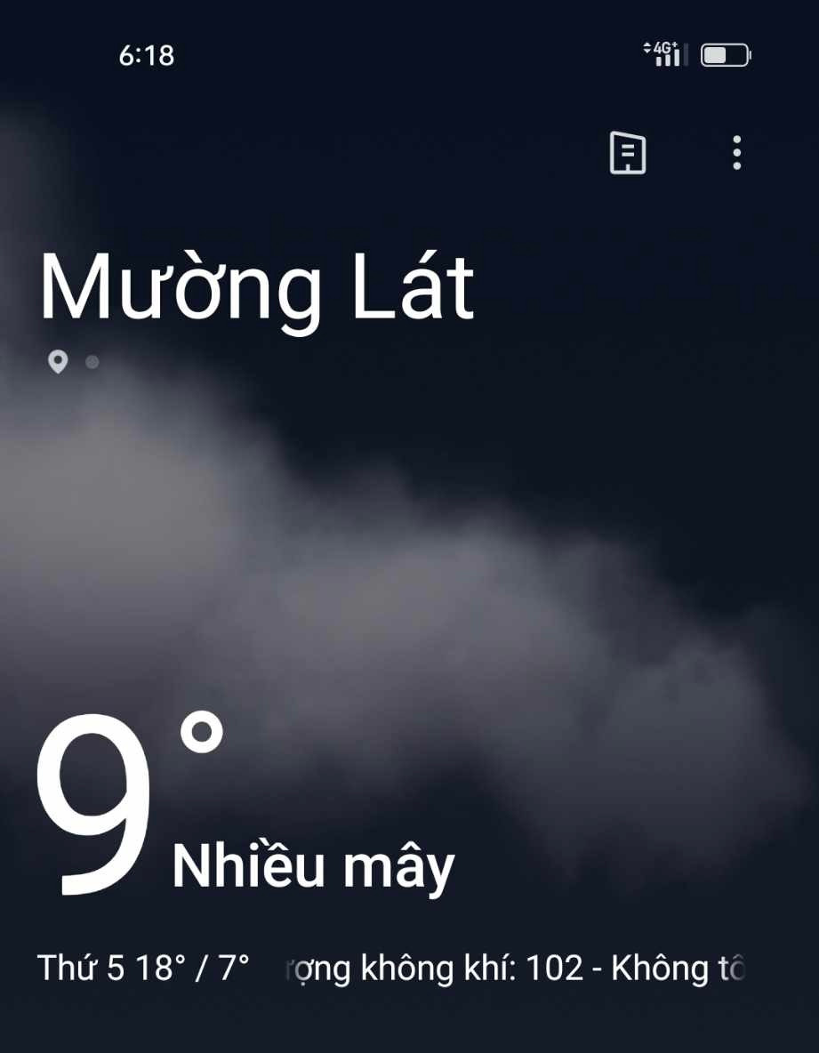 Nhiệt độ báo qua điện thoại tại xã Pù Nhi, huyện Mường Lát ngày 21/12/2023.