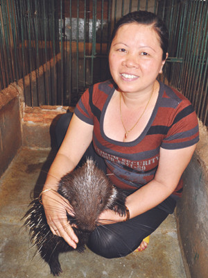 Chị Liễu nựng nhím như yêu con