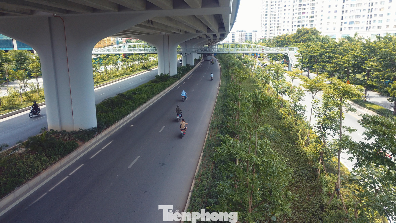 Cả 2 chiều đường đều được che phủ bóng mát hoàn toàn bởi cây cầu vượt.