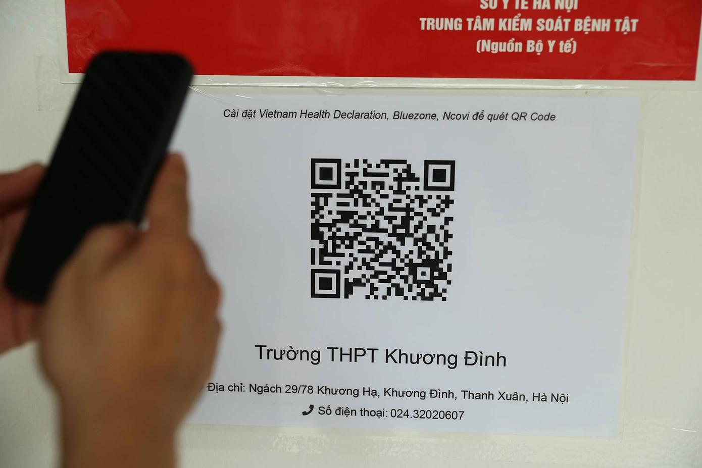 Mã Qr code khai báo y tế được dán tại địa điểm thi. Mã Qr code khai báo y tế được dán tại địa điểm thi.