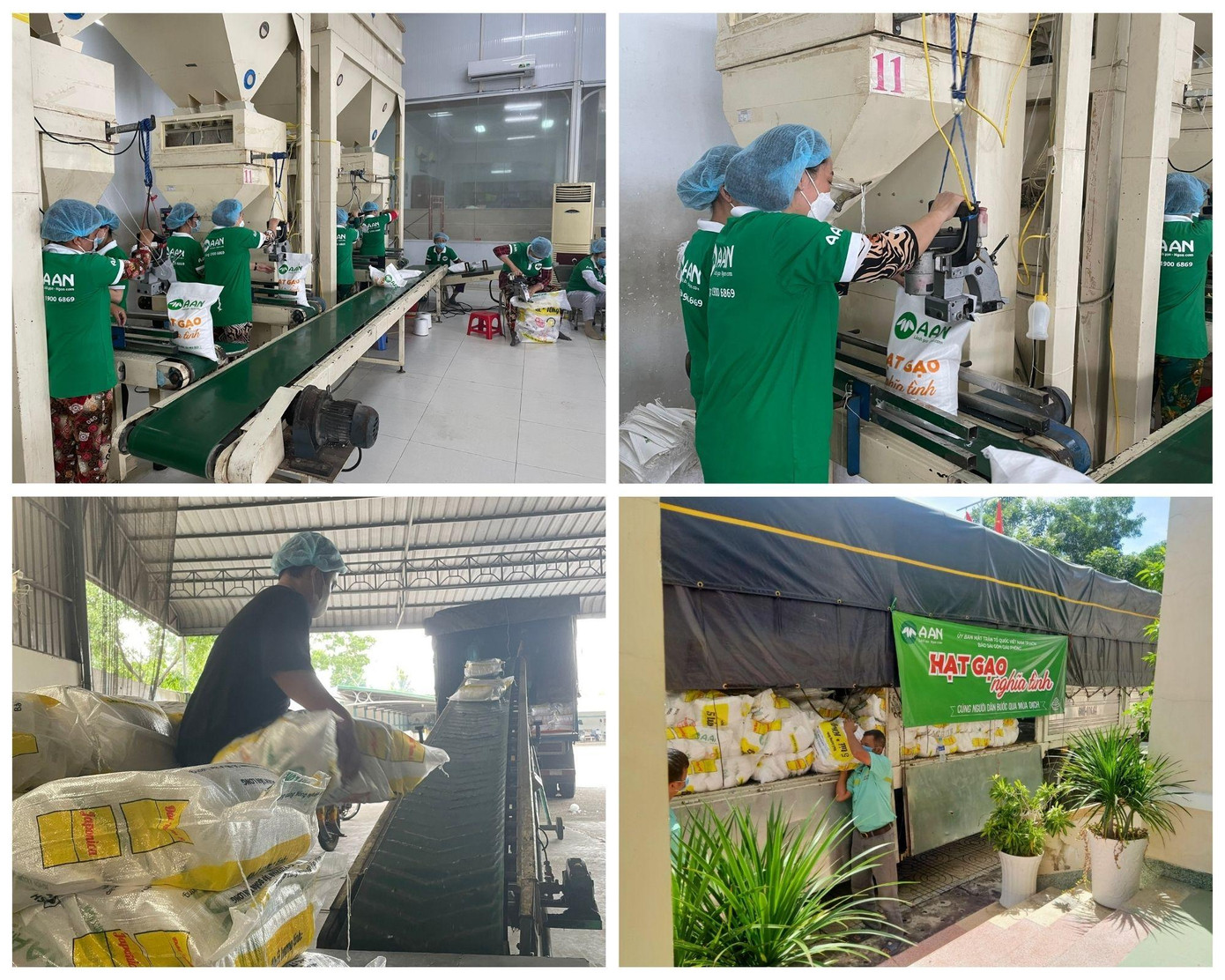 Đội ngũ nhân viên trực tiếp tham gia vào công tác đóng túi và vận chuyển gạo từ các nhà máy cũng không giấu niềm hạnh phúc vì có thể góp sức hoàn thiện những túi gạo nghĩa tình, đong đầy tình cảm đặc biệt. Đội ngũ nhân viên trực tiếp tham gia vào công tác đóng túi và vận chuyển gạo từ các nhà máy cũng không giấu niềm hạnh phúc vì có thể góp sức hoàn thiện những túi gạo nghĩa tình, đong đầy tình cảm đặc biệt.