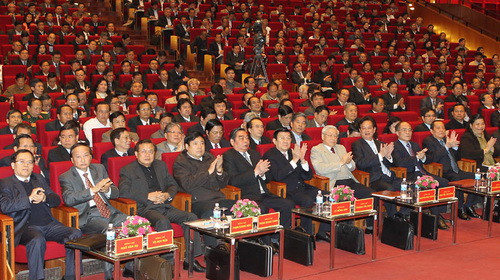 Các lãnh đạo Đảng, Nhà nước và đại biểu tại hội nghị. Ảnh: TTXVN