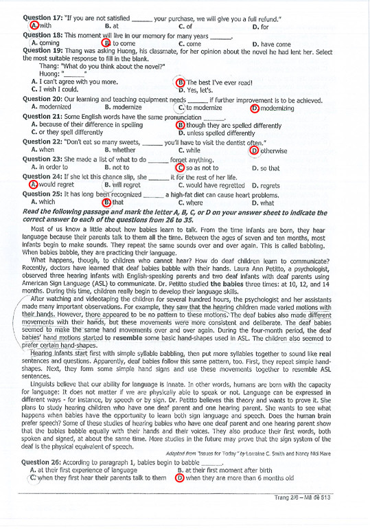 Bài giải đề thi 5 môn cao đẳng ngày 15/7 ảnh 7