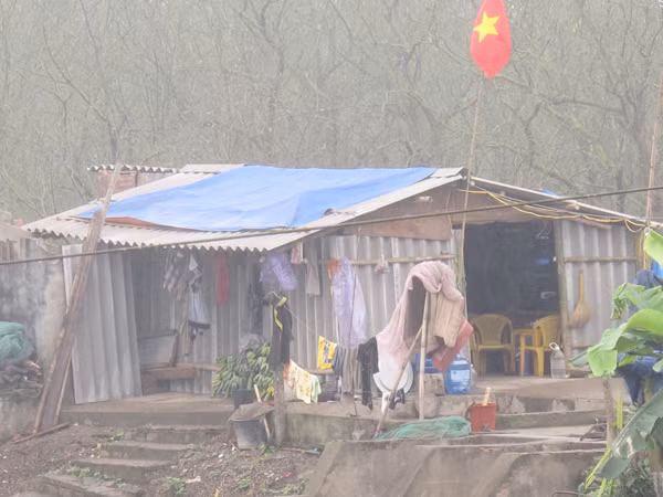 Nhà vợ con ông Vươn dựng tạm để ở Ảnh: Phạm Duẩn