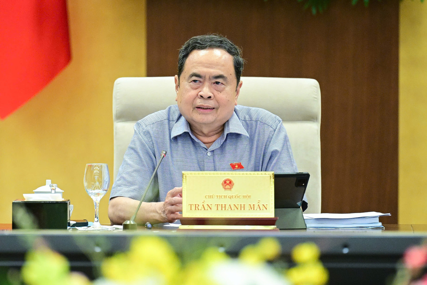 Chủ tịch Quốc hội Trần Thanh Mẫn phát biểu tại phiên họp. Ảnh: QH Chủ tịch Quốc hội Trần Thanh Mẫn phát biểu tại phiên họp. Ảnh: QH