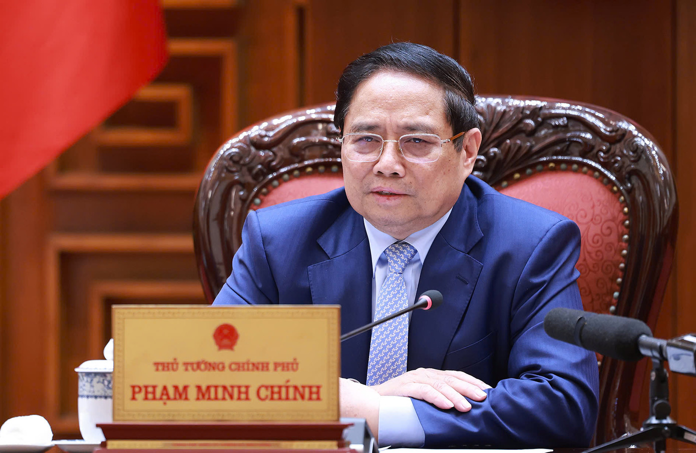 Thủ tướng Phạm Minh Chính phát biểu tại cuộc họp. Ảnh: VGP