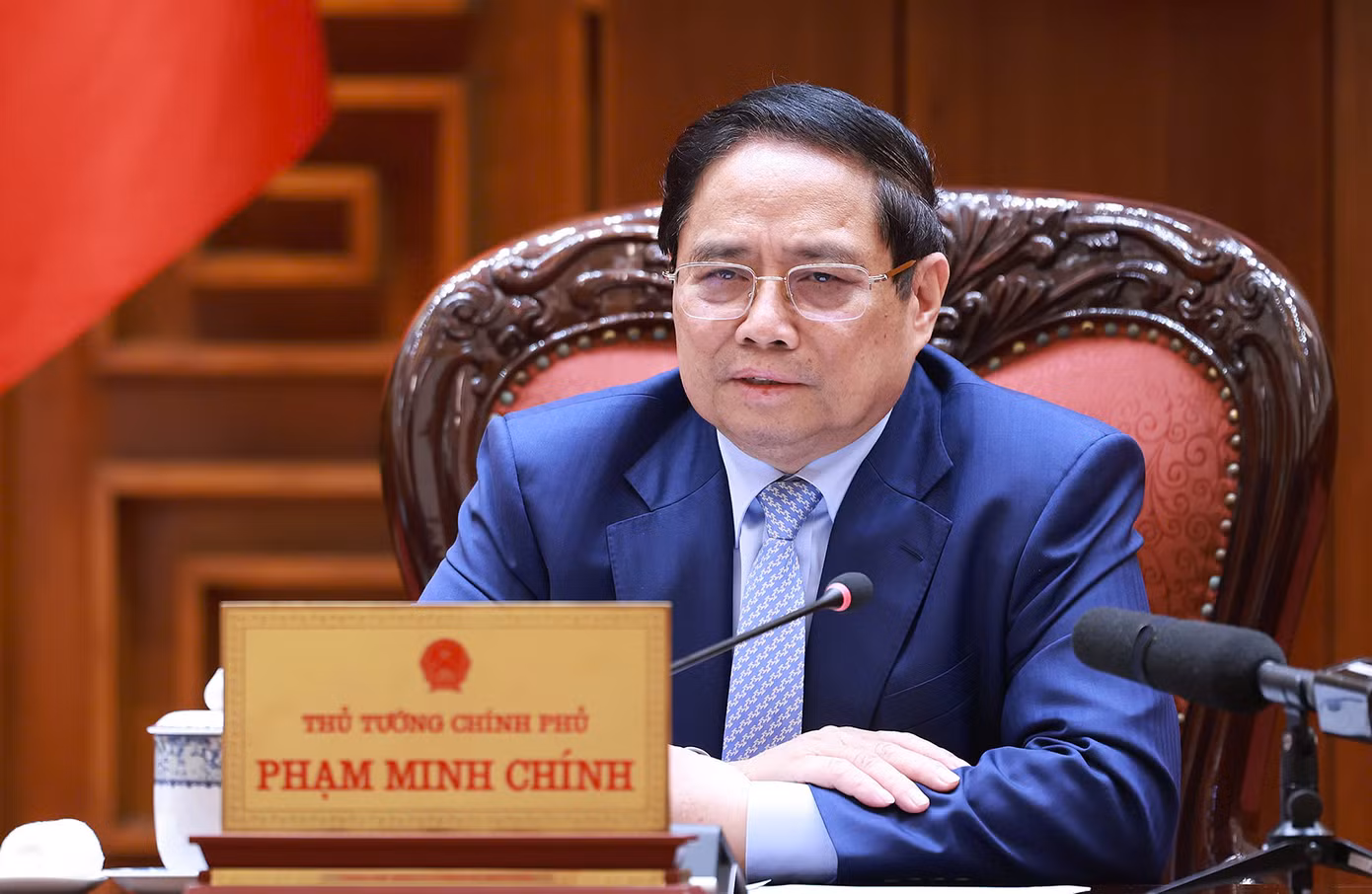 Thủ tướng Phạm Minh Chính phát biểu tại cuộc họp. Ảnh: VGP