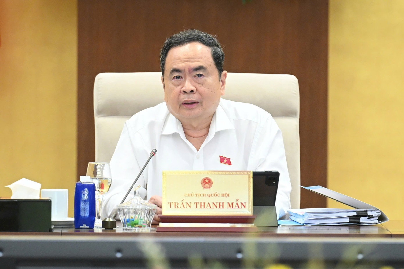 Chủ tịch Quốc hội Trần Thanh Mẫn phát biểu. Ảnh: QH Chủ tịch Quốc hội Trần Thanh Mẫn phát biểu. Ảnh: QH