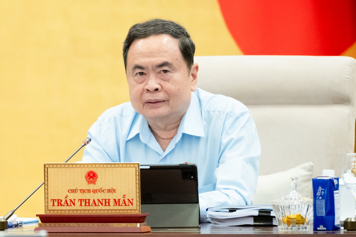 Chủ tịch Quốc hội Trần Thanh Mẫn phát biểu tại phiên họp. Ảnh: QH. Chủ tịch Quốc hội Trần Thanh Mẫn phát biểu tại phiên họp. Ảnh: QH.