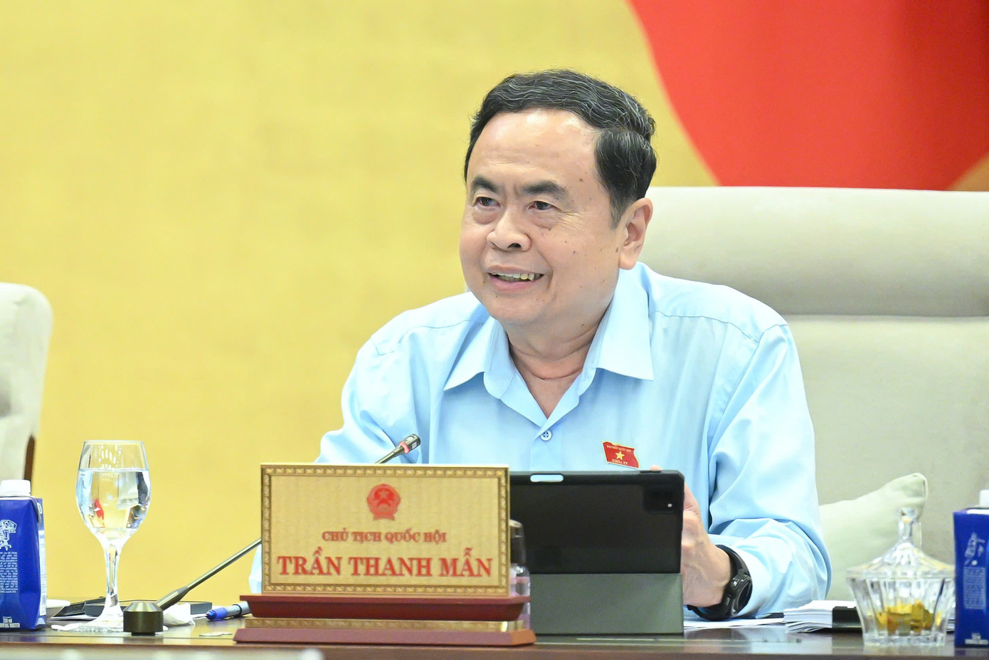 Chủ tịch Quốc hội Trần Thanh Mẫn phát biểu tại phiên họp. Ảnh: QH Chủ tịch Quốc hội Trần Thanh Mẫn phát biểu tại phiên họp. Ảnh: QH