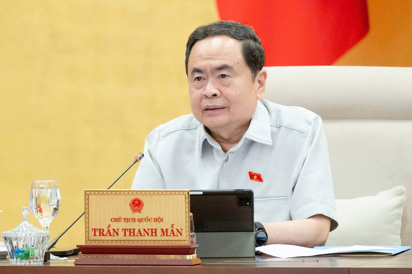 Chủ tịch Quốc hội Trần Thanh Mẫn phát biểu tại phiên họp. Ảnh: QH Chủ tịch Quốc hội Trần Thanh Mẫn phát biểu tại phiên họp. Ảnh: QH