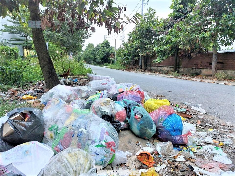 Rác thải không thùng chứa tràn ra đường thuộc ĐX 65 phường Định Hòa, TP Thủ Dầu Một