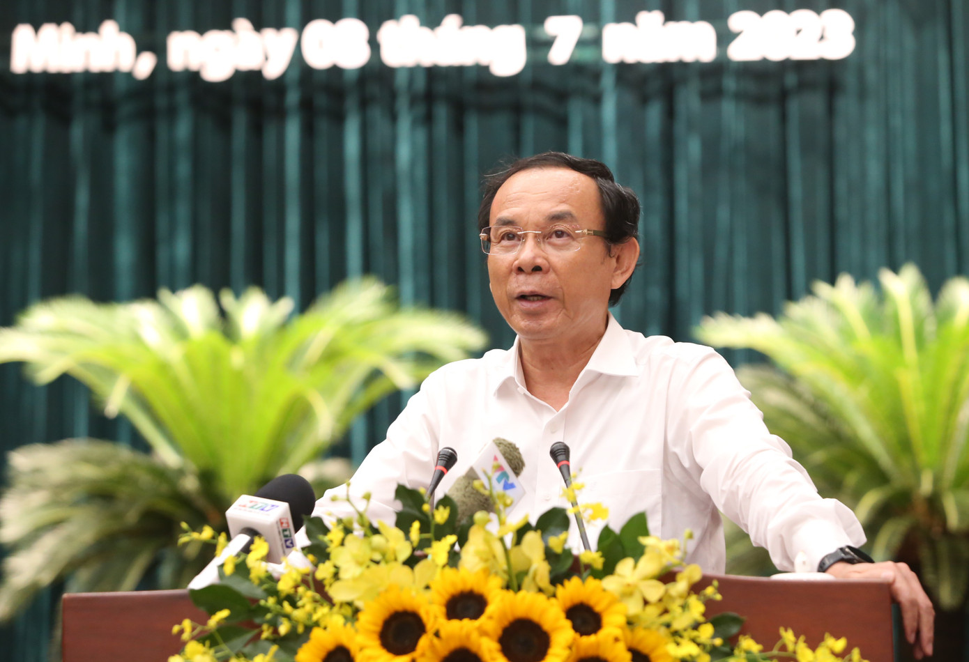 Bí thư Thành uỷ TPHCM Nguyễn Văn Nên phát biểu kết luận hội nghị. Ảnh: Ngô Tùng Bí thư Thành uỷ TPHCM Nguyễn Văn Nên phát biểu kết luận hội nghị. Ảnh: Ngô Tùng