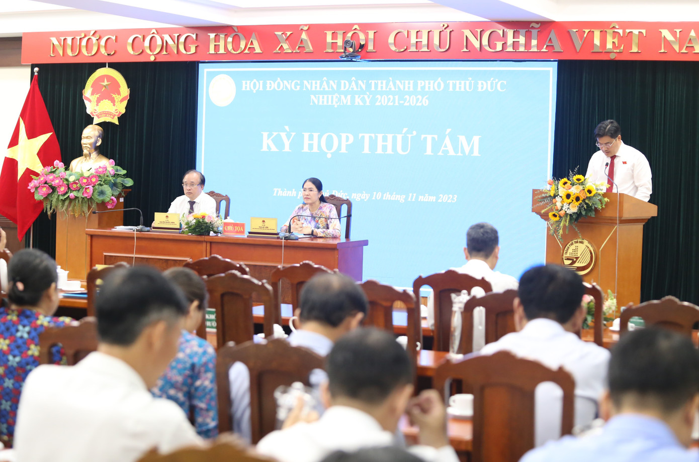 Quang cảnh kỳ họp thứ 8 HĐND TP. Thủ Đức khóa I, nhiệm kỳ 2021 - 2026. Ảnh: Ngô Tùng