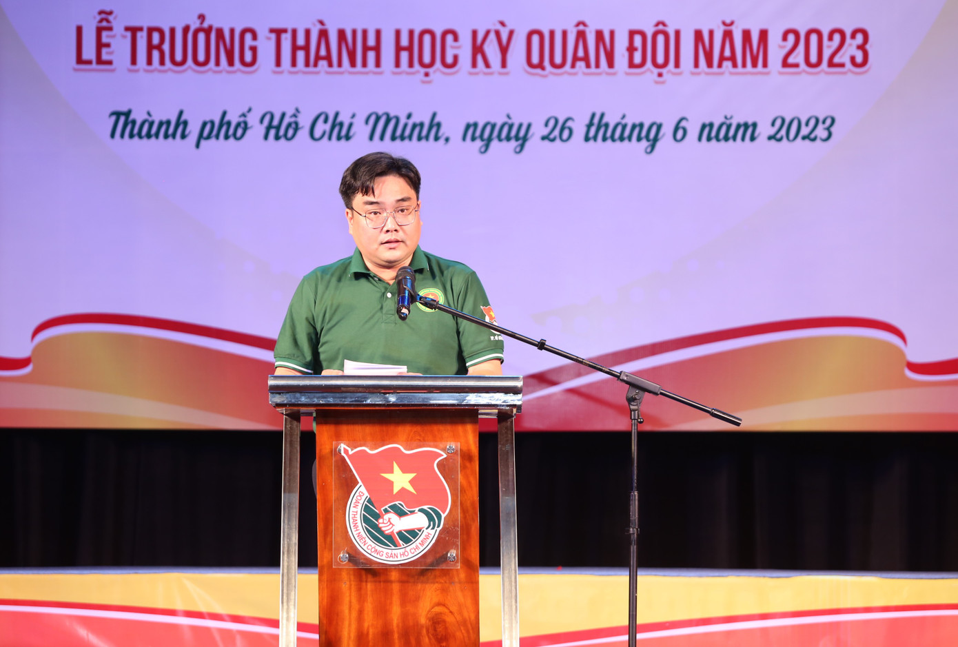 Phó Bí thư Thường trực Thành Đoàn TPHCM Ngô Minh Hải phát biểu tại buổi lễ. Ảnh: Ngô Tùng Phó Bí thư Thường trực Thành Đoàn TPHCM Ngô Minh Hải phát biểu tại buổi lễ. Ảnh: Ngô Tùng