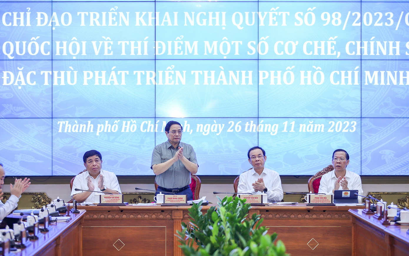 Thủ tướng Phạm Minh Chính chủ trì hội nghị lần thứ nhất Ban Chỉ đạo Trung ương thực hiện Nghị quyết 98 của Quốc hội. Ảnh: VGP Thủ tướng Phạm Minh Chính chủ trì hội nghị lần thứ nhất Ban Chỉ đạo Trung ương thực hiện Nghị quyết 98 của Quốc hội. Ảnh: VGP