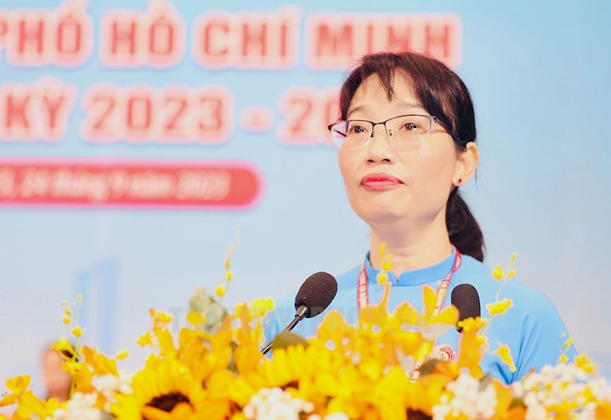 Bà Trần Thị Diệu Thuý phát biểu tại đại hội. Ảnh: Thành uỷ TPHCM. Bà Trần Thị Diệu Thuý phát biểu tại đại hội. Ảnh: Thành uỷ TPHCM.